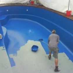 Pintura De Piscina De Fibra Casa E Piscina